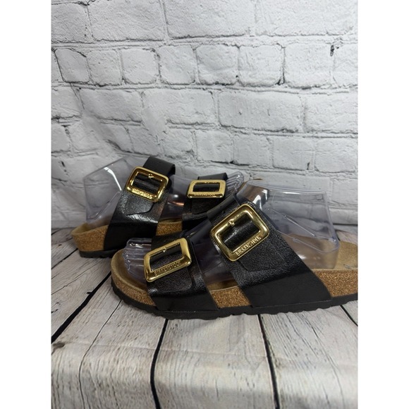 Birkenstock Shoes - Birkenstock Arizona Big Gold Buckle Sandals Black Leather EU 40 W 9.5 EXCELLENT